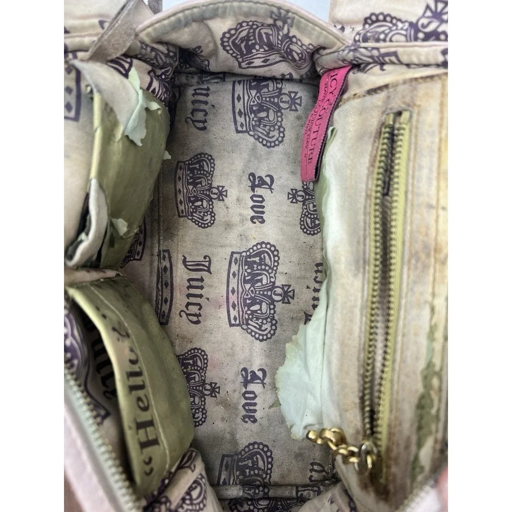 Y2K Vintage JUICY COUTURE Love P & G  French Terry Brown Bowler Bag AS IS LOOK
